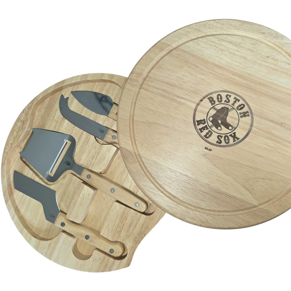 Toscana Boston Red Sox MLB Cheese Board and Tool Set Wood Swivel Server